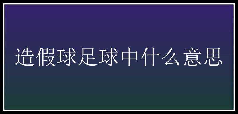 造假球足球中什么意思