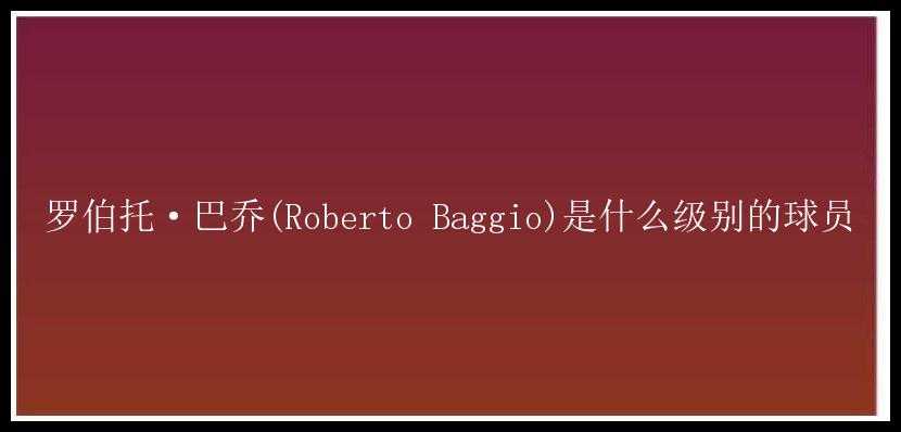 罗伯托·巴乔(Roberto Baggio)是什么级别的球员