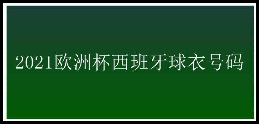 2021欧洲杯西班牙球衣号码