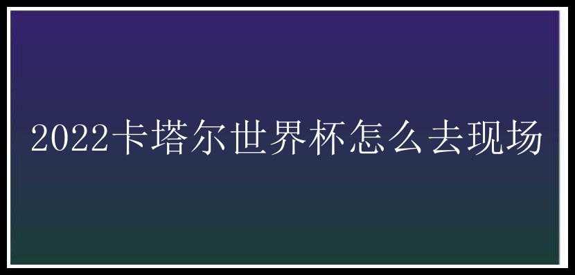 2022卡塔尔世界杯怎么去现场