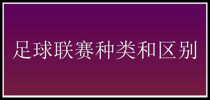 足球联赛种类和区别