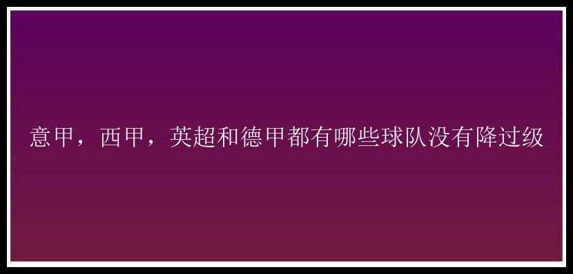 意甲，西甲，英超和德甲都有哪些球队没有降过级