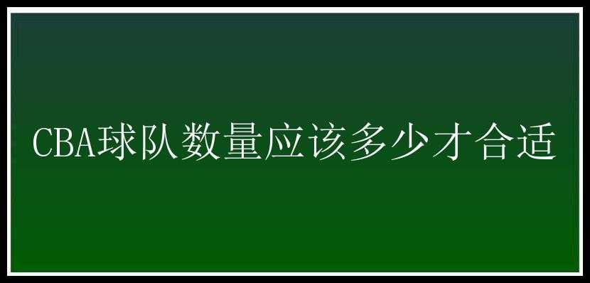 CBA球队数量应该多少才合适