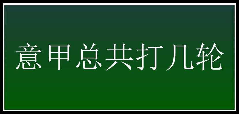 意甲总共打几轮