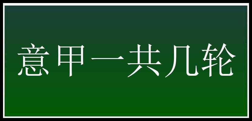 意甲一共几轮