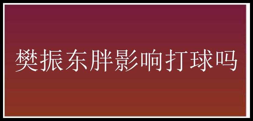 樊振东胖影响打球吗