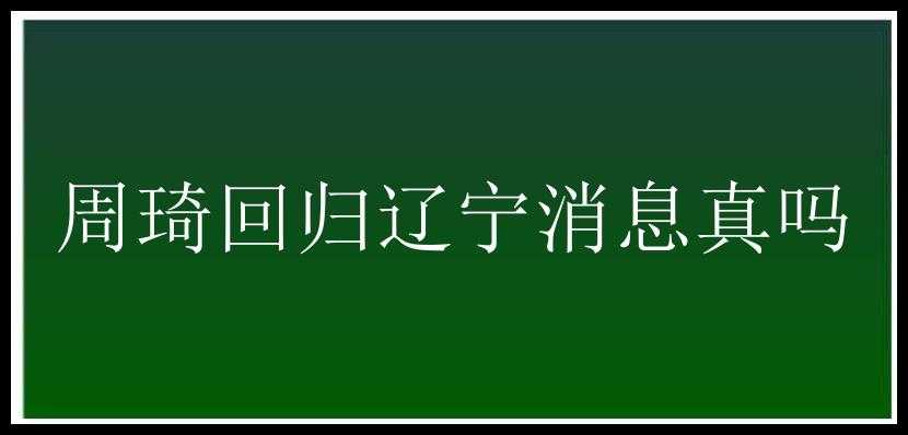 周琦回归辽宁消息真吗