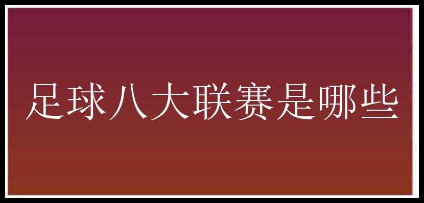 足球八大联赛是哪些