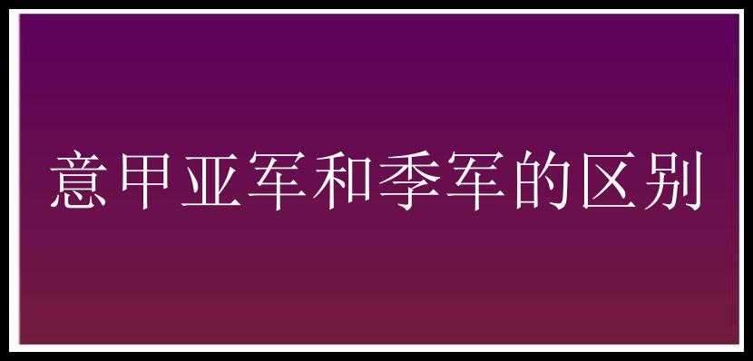 意甲亚军和季军的区别