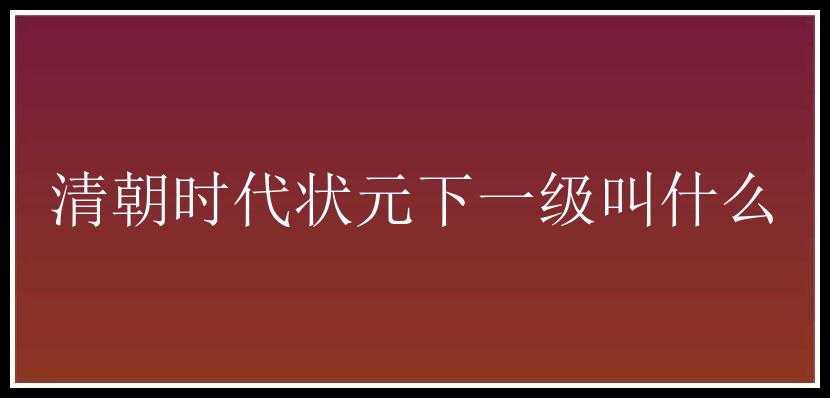 清朝时代状元下一级叫什么