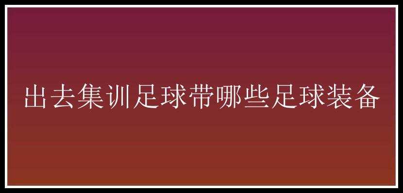 出去集训足球带哪些足球装备