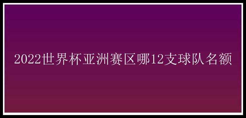 2022世界杯亚洲赛区哪12支球队名额