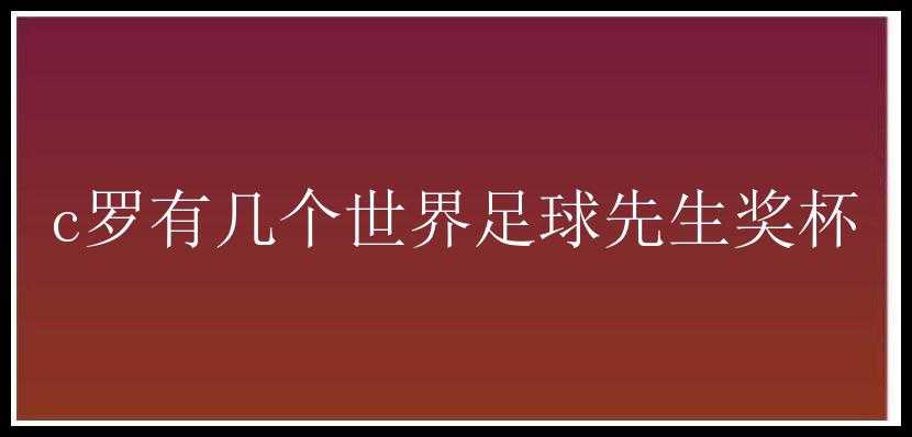 c罗有几个世界足球先生奖杯