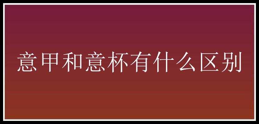 意甲和意杯有什么区别