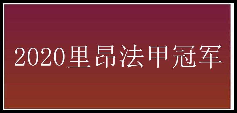 2020里昂法甲冠军