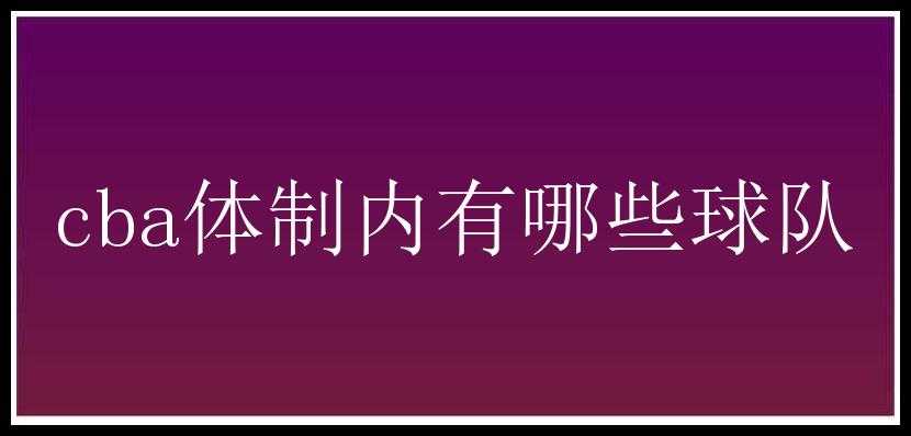 cba体制内有哪些球队