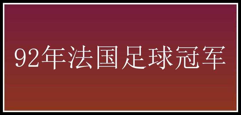 92年法国足球冠军