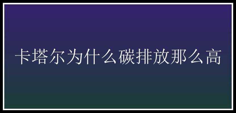 卡塔尔为什么碳排放那么高