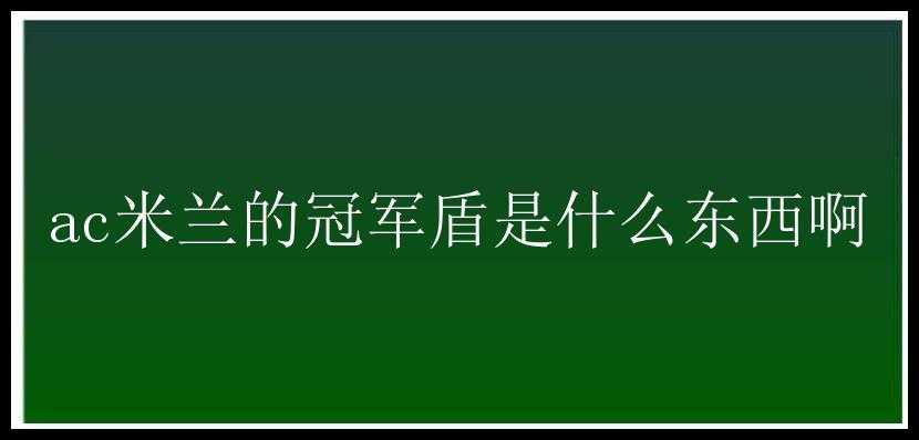 ac米兰的冠军盾是什么东西啊