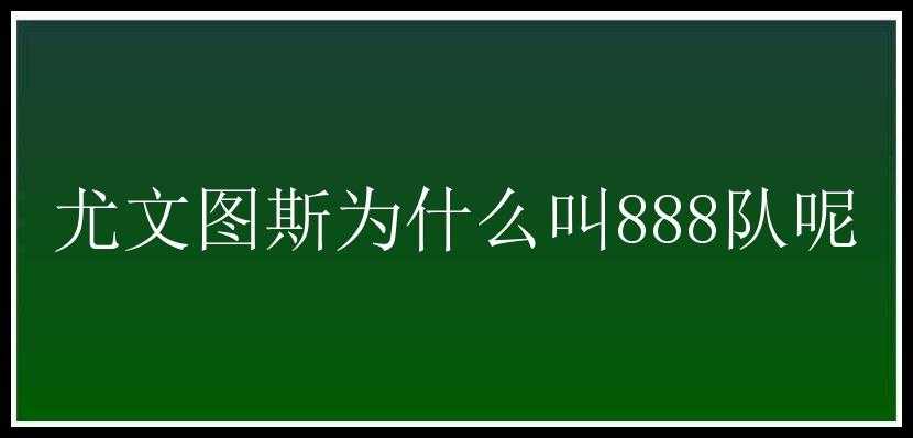 尤文图斯为什么叫888队呢