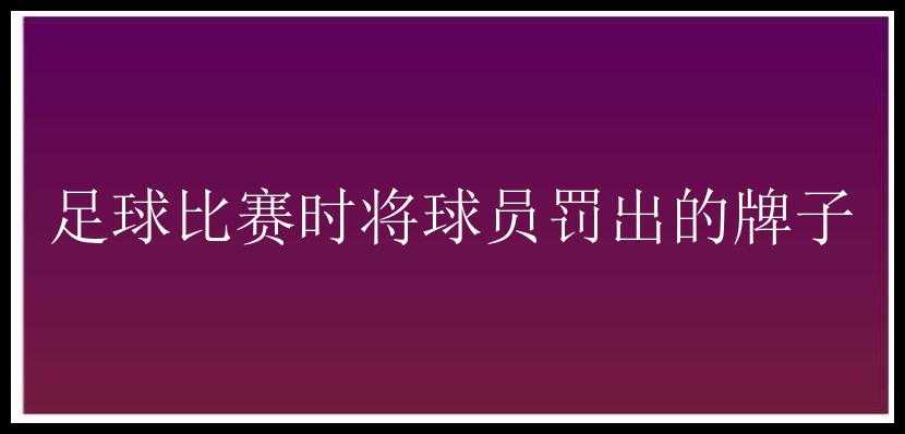 足球比赛时将球员罚出的牌子