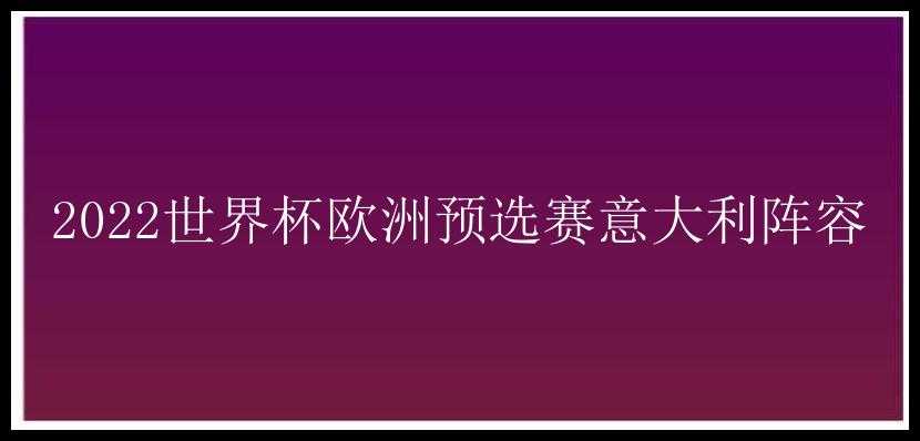 2022世界杯欧洲预选赛意大利阵容