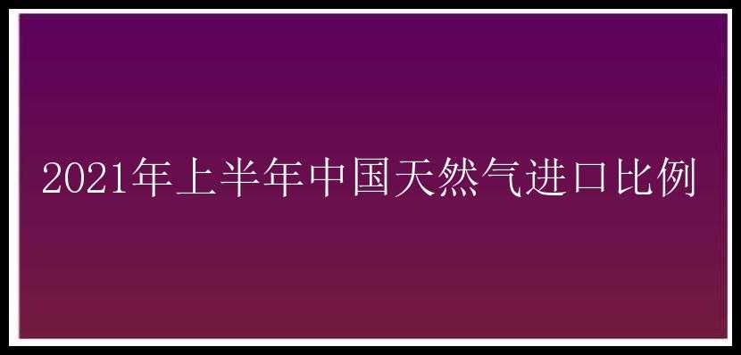 2021年上半年中国天然气进口比例