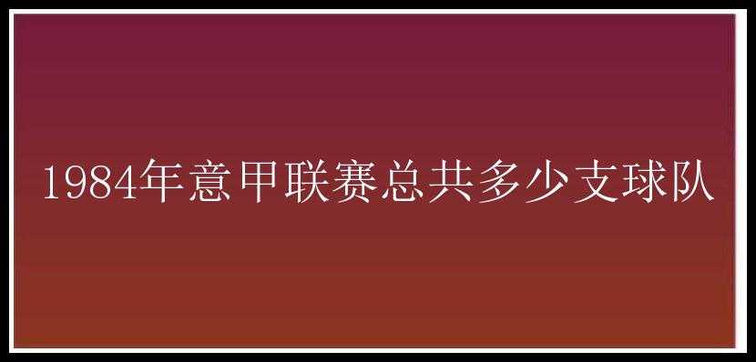 1984年意甲联赛总共多少支球队