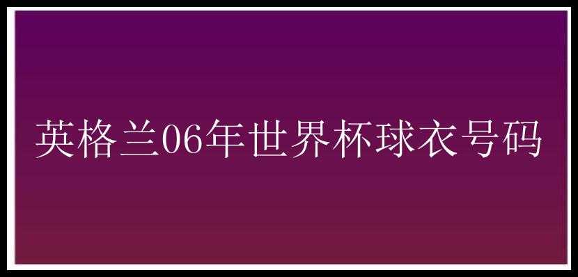 英格兰06年世界杯球衣号码