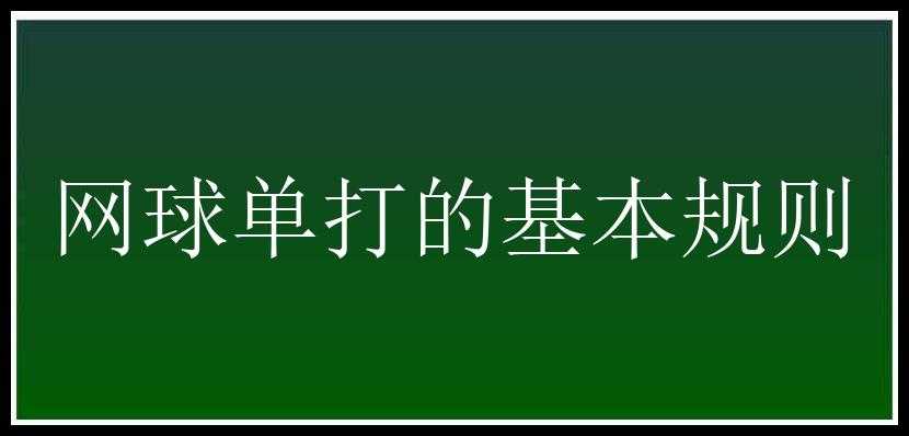 网球单打的基本规则