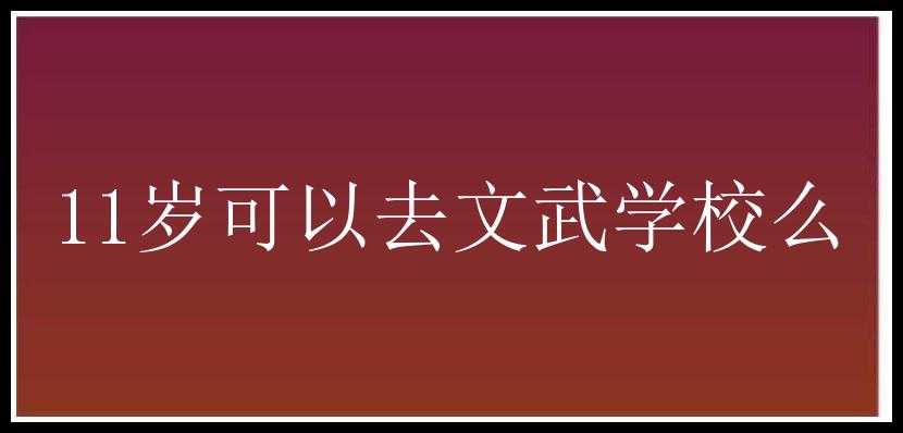 11岁可以去文武学校么