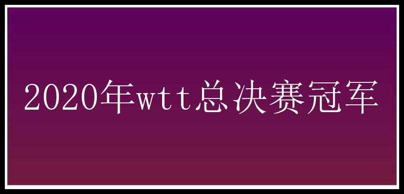 2020年wtt总决赛冠军