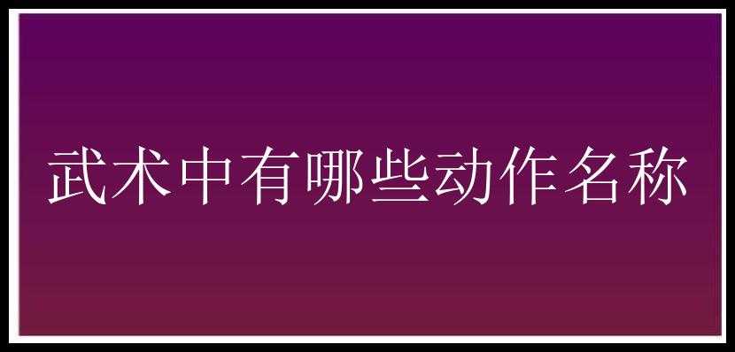 武术中有哪些动作名称