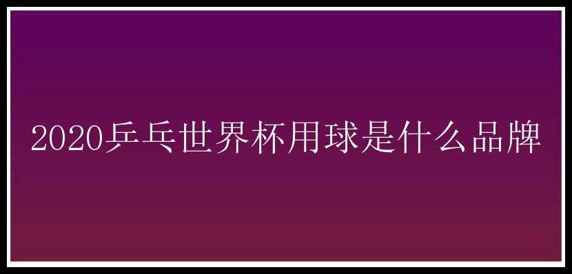 2020乒乓世界杯用球是什么品牌