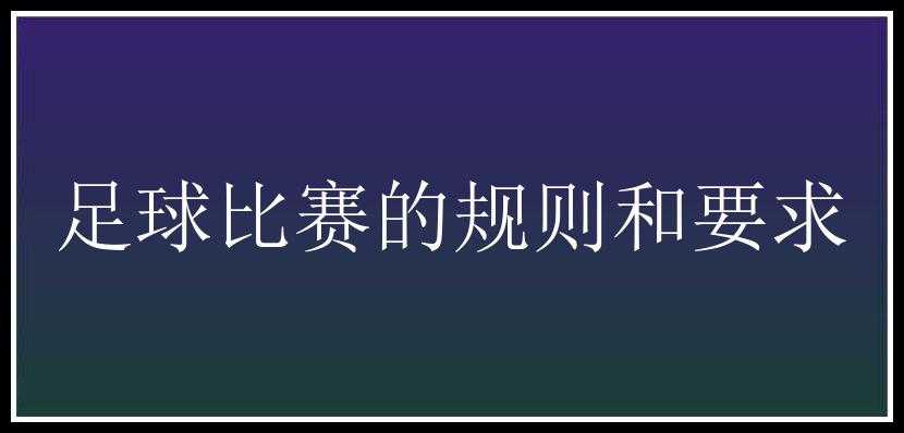 足球比赛的规则和要求