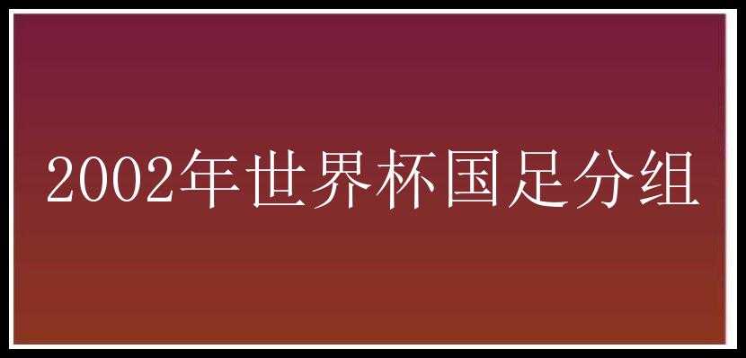 2002年世界杯国足分组