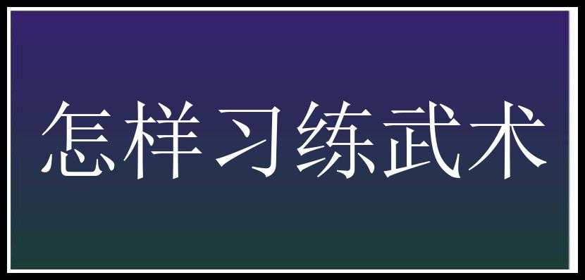 怎样习练武术