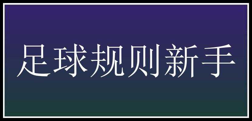 足球规则新手