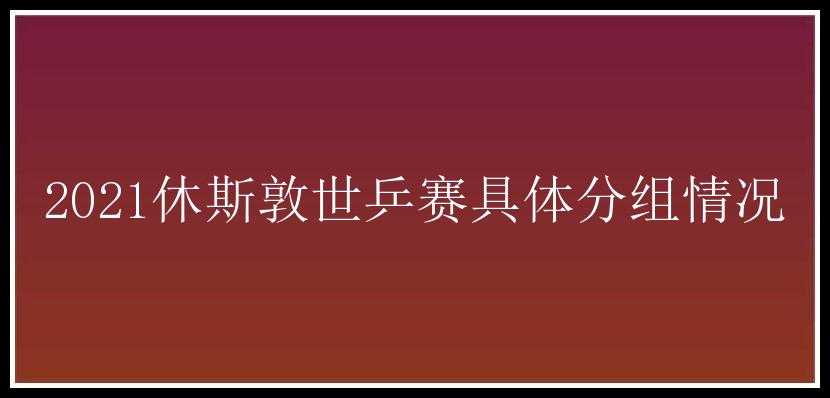 2021休斯敦世乒赛具体分组情况