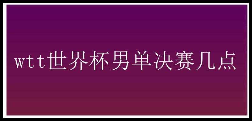 wtt世界杯男单决赛几点