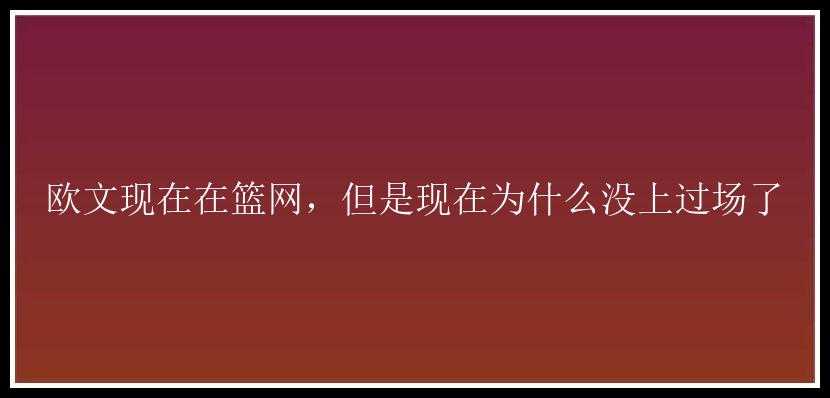 欧文现在在篮网，但是现在为什么没上过场了