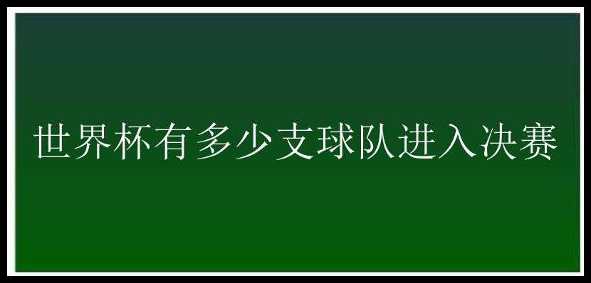 世界杯有多少支球队进入决赛