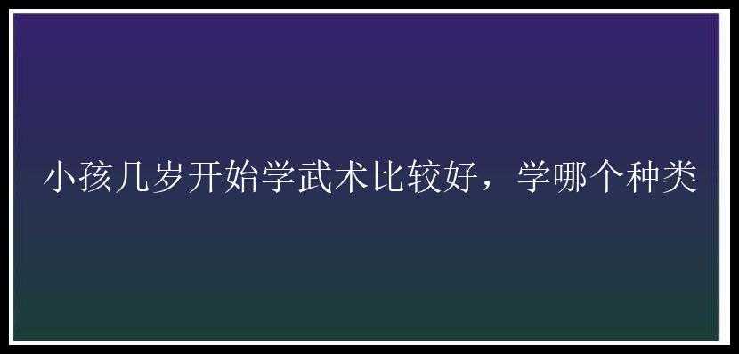 小孩几岁开始学武术比较好，学哪个种类