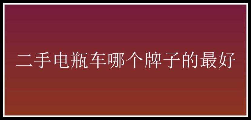 二手电瓶车哪个牌子的最好