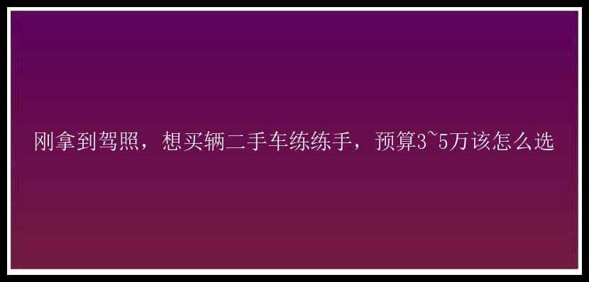 刚拿到驾照，想买辆二手车练练手，预算3~5万该怎么选