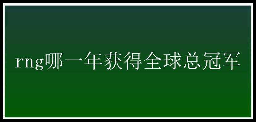 rng哪一年获得全球总冠军