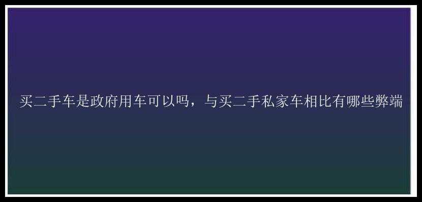 买二手车是政府用车可以吗，与买二手私家车相比有哪些弊端