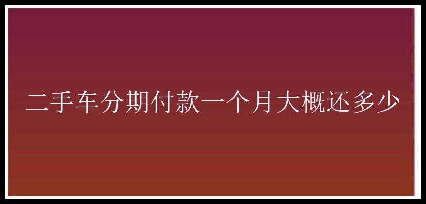 二手车分期付款一个月大概还多少