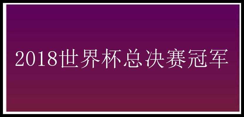 2018世界杯总决赛冠军