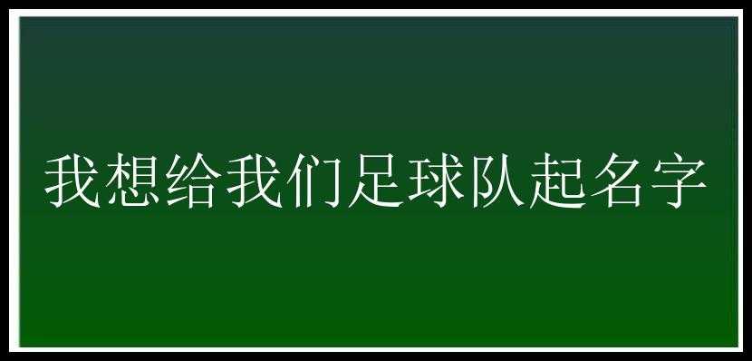 我想给我们足球队起名字